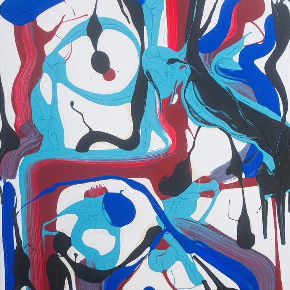 Reflections, large textured, abstract art painting design, on a white canvas - Picture 2 of 2